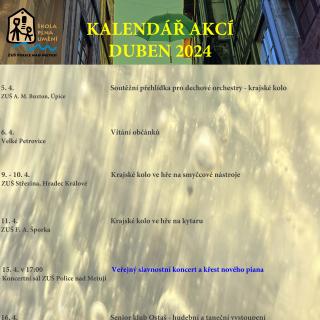 Kalendář akcí DUBEN